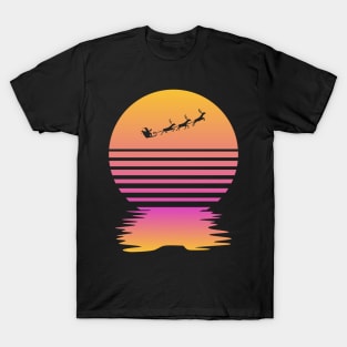 Merry Christmas Santa Sunset 80s T-Shirt